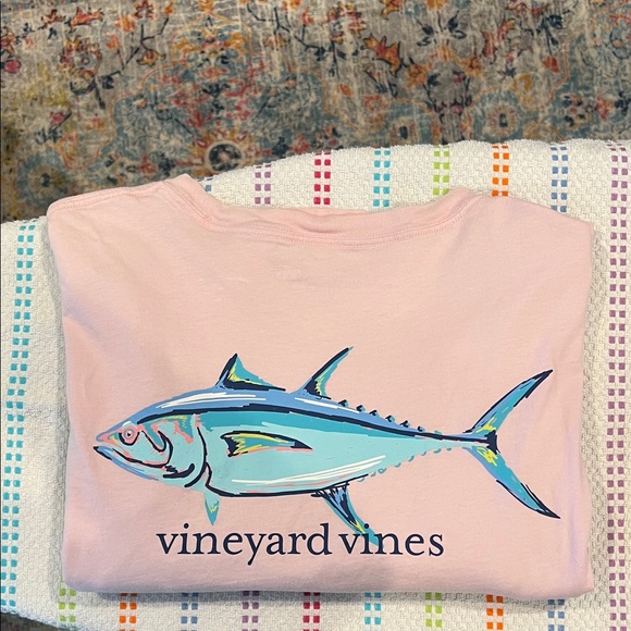 Vineyard Vines Blue and Pink Fish Tee - Picture 1 of 3